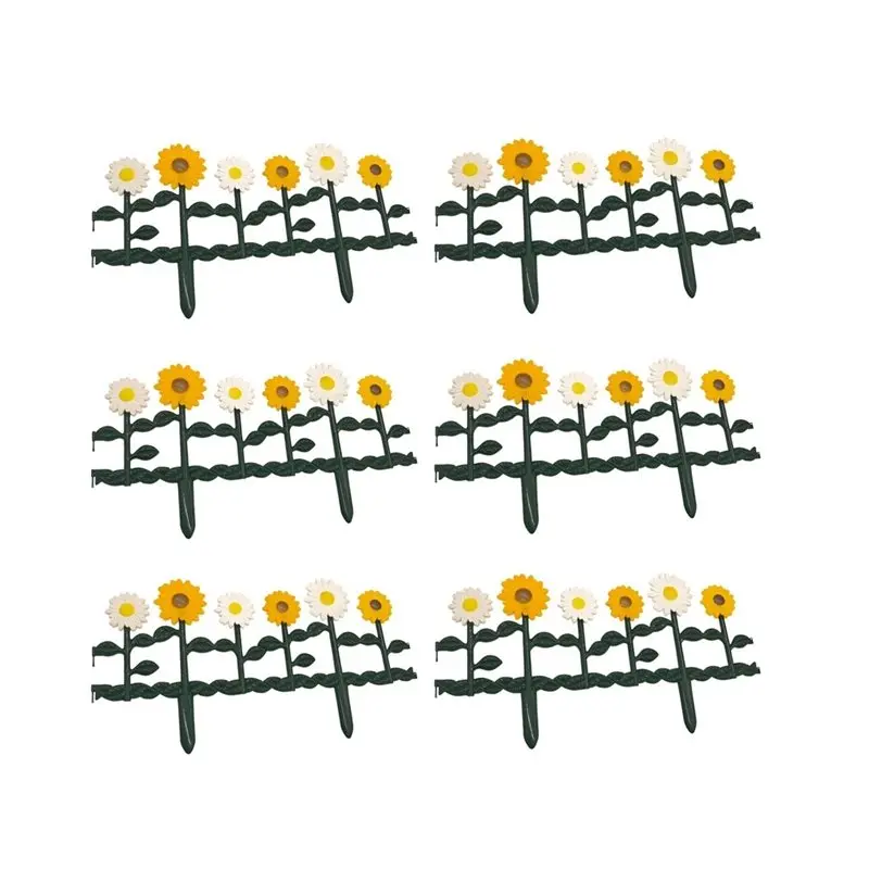 VELIF-Pack Of 6 Decorative Sunflower Landscape Path Panels Plastic Lawn Edging Border Panels Grass Lawn Flowerbeds Plant Borders