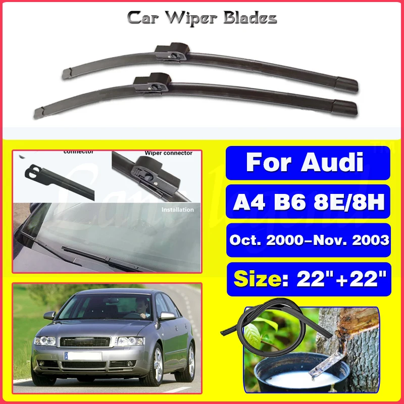 Wiper Front Wiper Blades For Audi A4 B6 8E/8H Oct. 2000-Nov. 2003 2001 2002 Windshield Windscreen Front Window 22