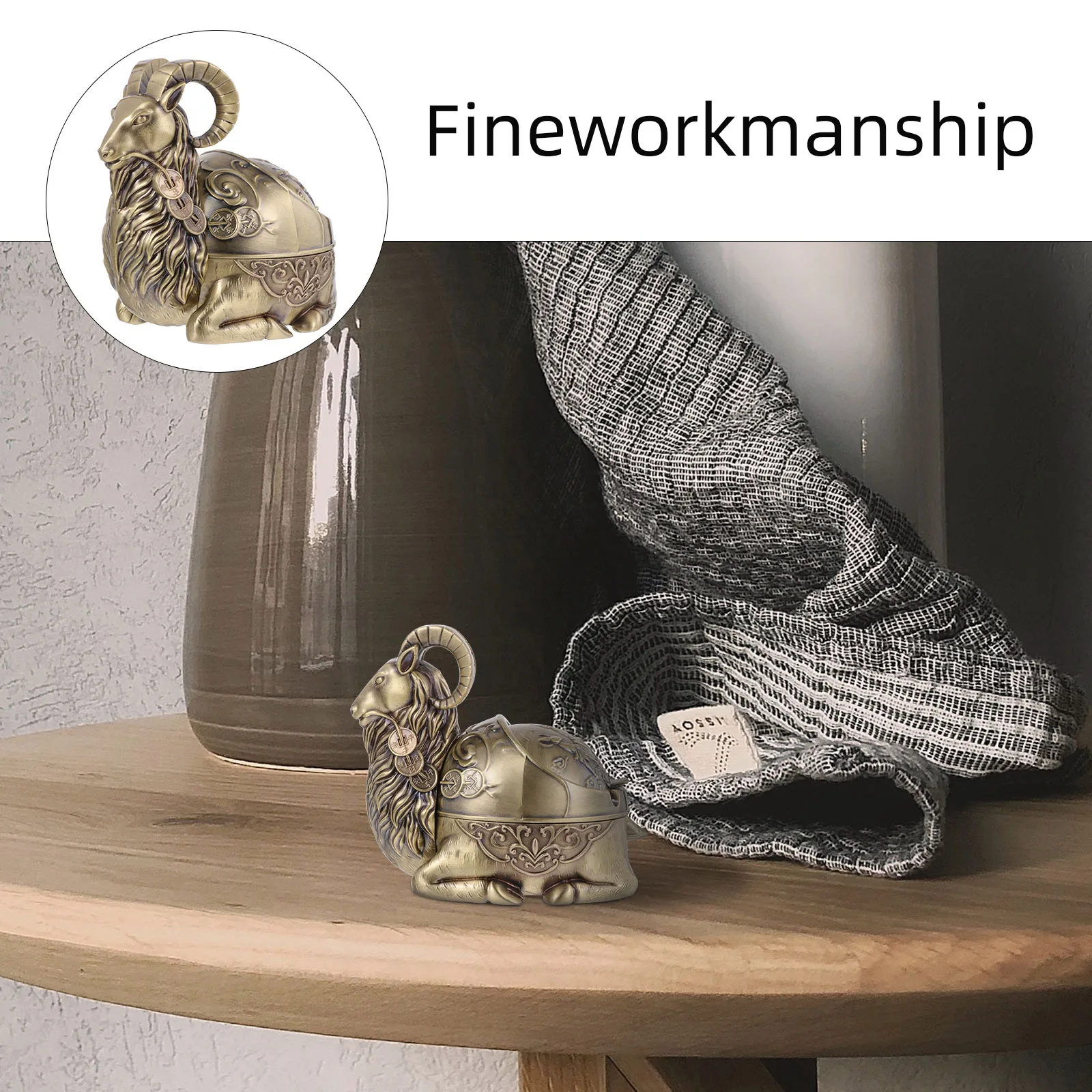 

1Pc Artistic ZincAlloy Sheep Ashtray Perfect For HomeDecoration Practical CigaretteButtContainer LongTimeUse BronzeTone