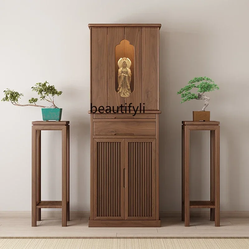 

57 Light luxury Buddhist niche New Chinese vertical cabinet Buddhist hall Living room Solid wood shrine Household table