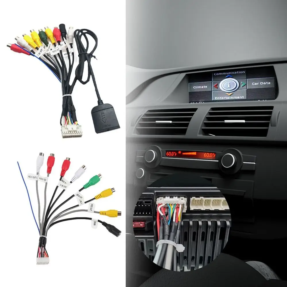 

20 Pin Plug Car Radio RCA Output Audio Input/Output DIY Video Wire Harness Universal Car Stereo Radio Cable