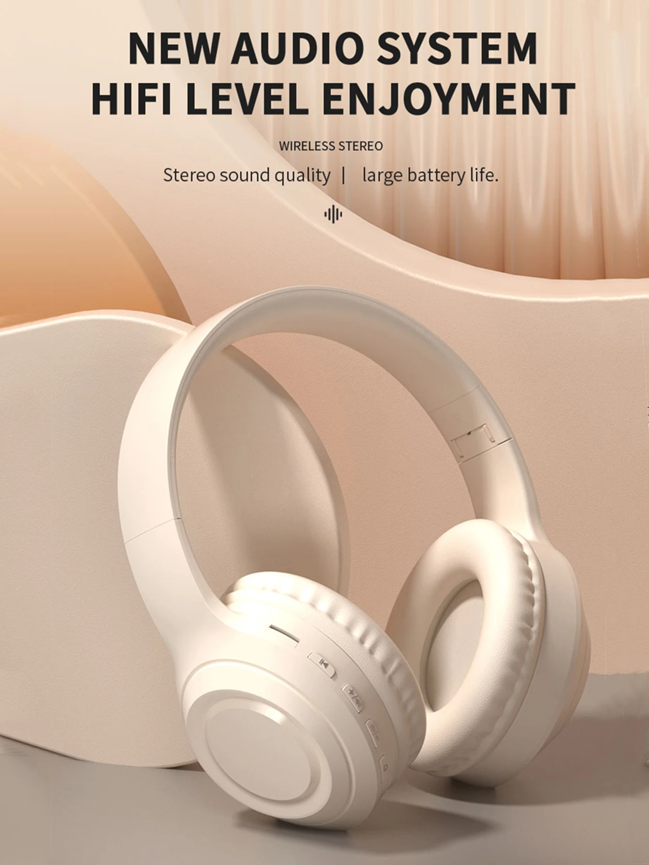 On Ear Wireless Bluetooth Headset, Fashion HiFi Stereo Sports Headphones, Support TF Card AUX Music Player with HD Microphone