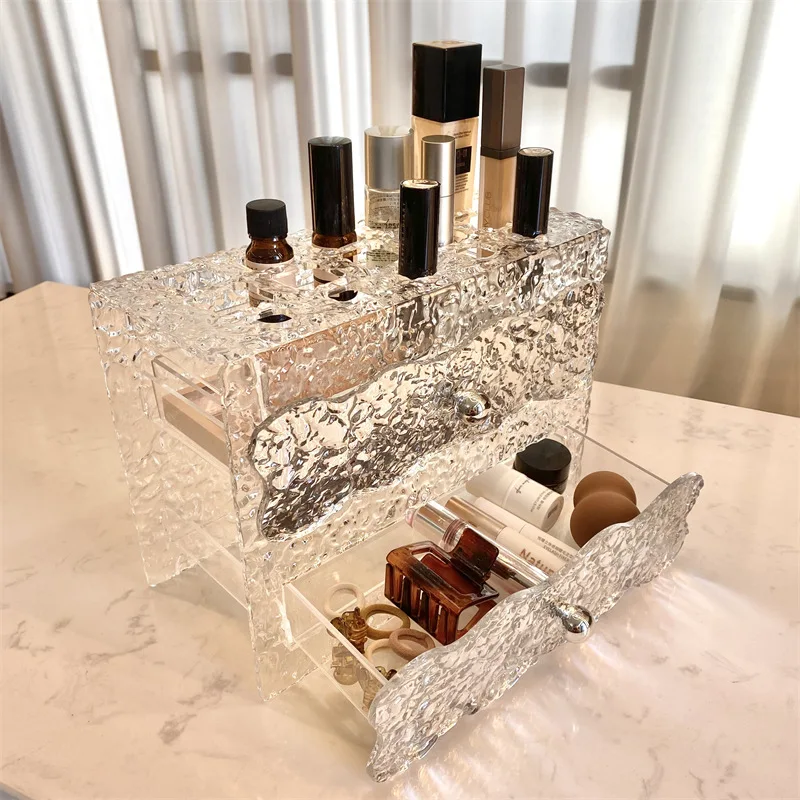 Acrylic desktop storage box cosmetic lipstick rack dust-proof drawer multi-layer finishing storage rack