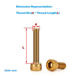 304 SS Surface Coated With Titanium Gold Color Cup Head Hexagonal Screw/Modified Motorcycle Fuel Tank Cover Bolt M4-M10