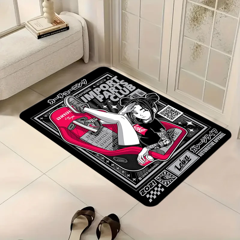 JDM GTR33 R34 Doormat Anti-Slip Kitchen Bedroom Rug Carpet Living Room Entrance Rug Home Decoration- Non-Slip, Easy Care