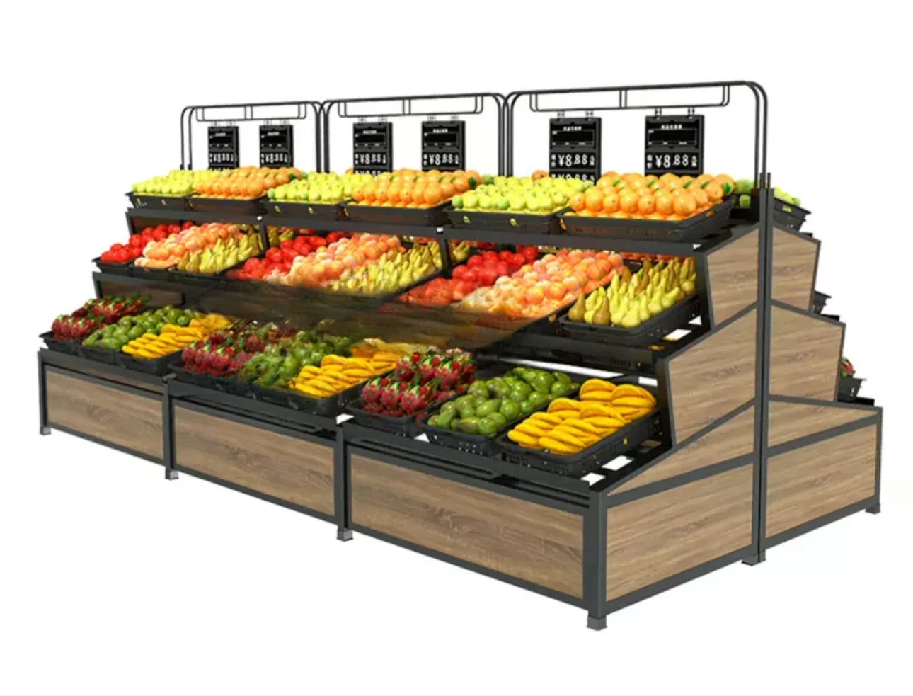 

Nordic Fruit shop vegetable store shelf display steel wood