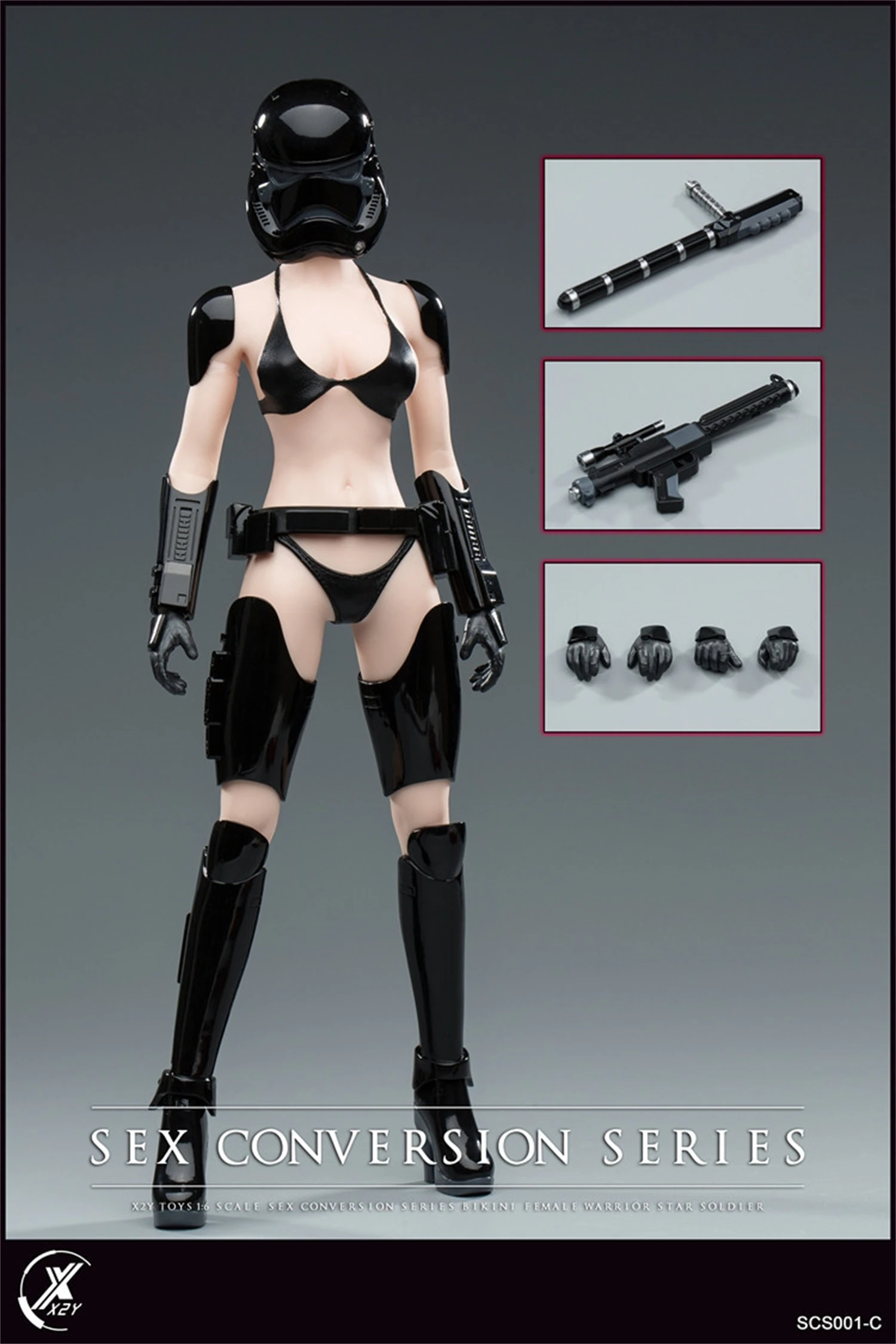 X2Y TOYS 1/6 SCS001 Starfighter Warrior Black Armor Bikini Clothes Suit Fit for 12'' TBLeague JIAOU Action Figure