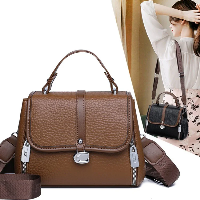 

Elegant Leather Women's Tote Bag High-End Luxury Brand Trendy Design Chic Trim Vintage Casual Bag​
