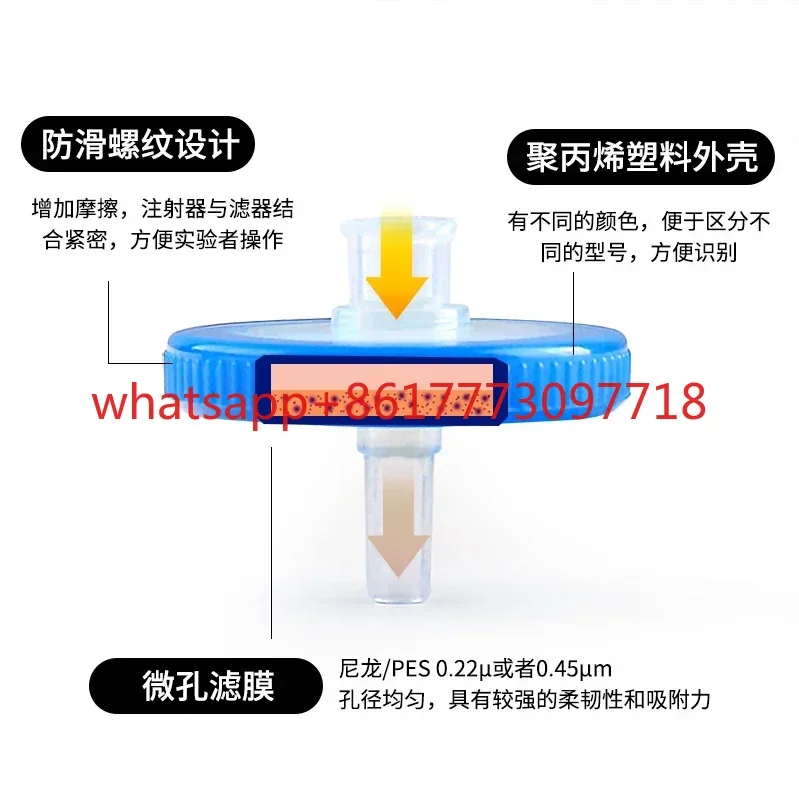 使い捨てフィルターヘッド、フィルターヘッド、ナイロン有機水システム、13mm25mm、0.22um、0.45um