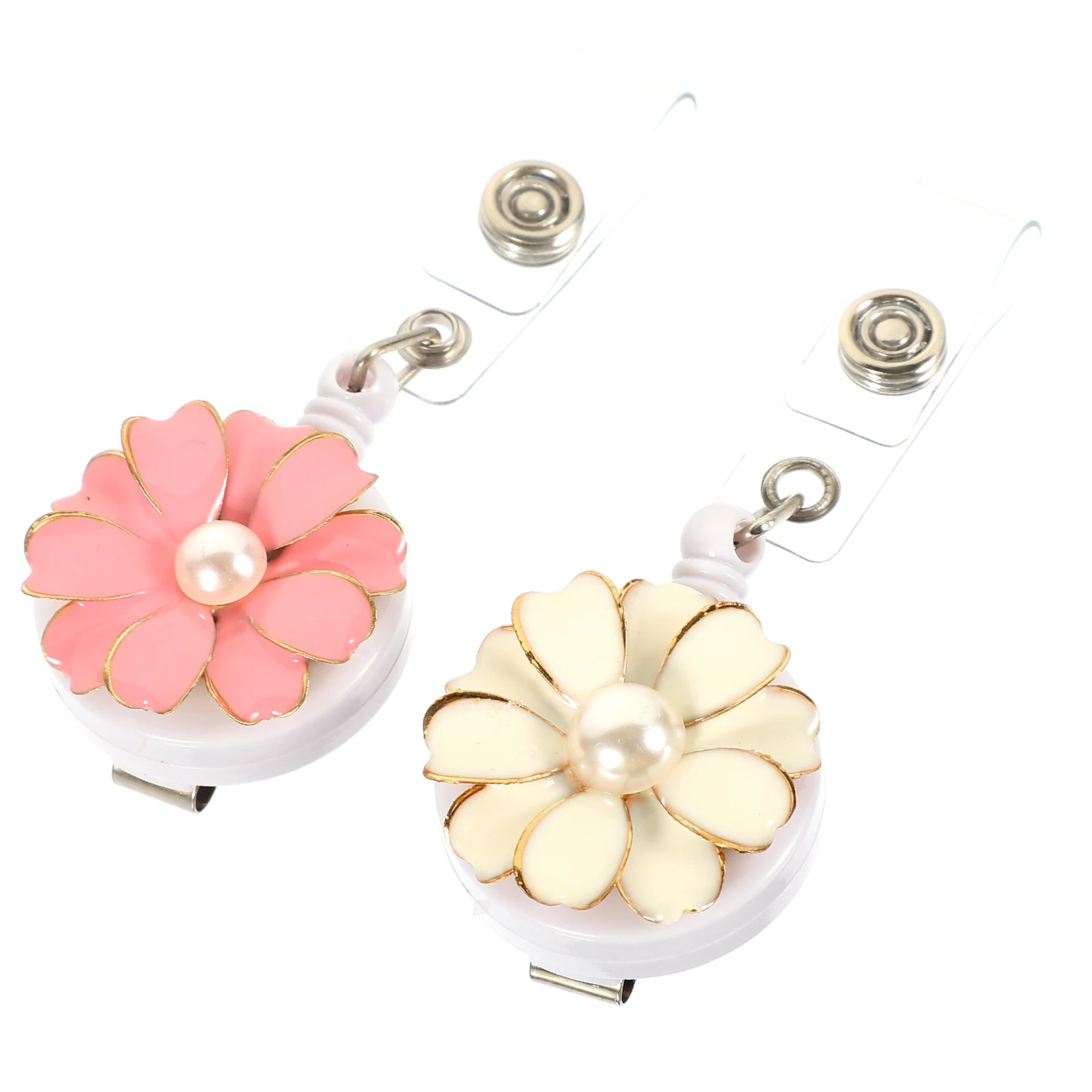 

2pcs Retractable Badge Holder Metal Clip Nursing Lanyard Portable Name Card Accessory Security Buckle Sturdy Use Badge