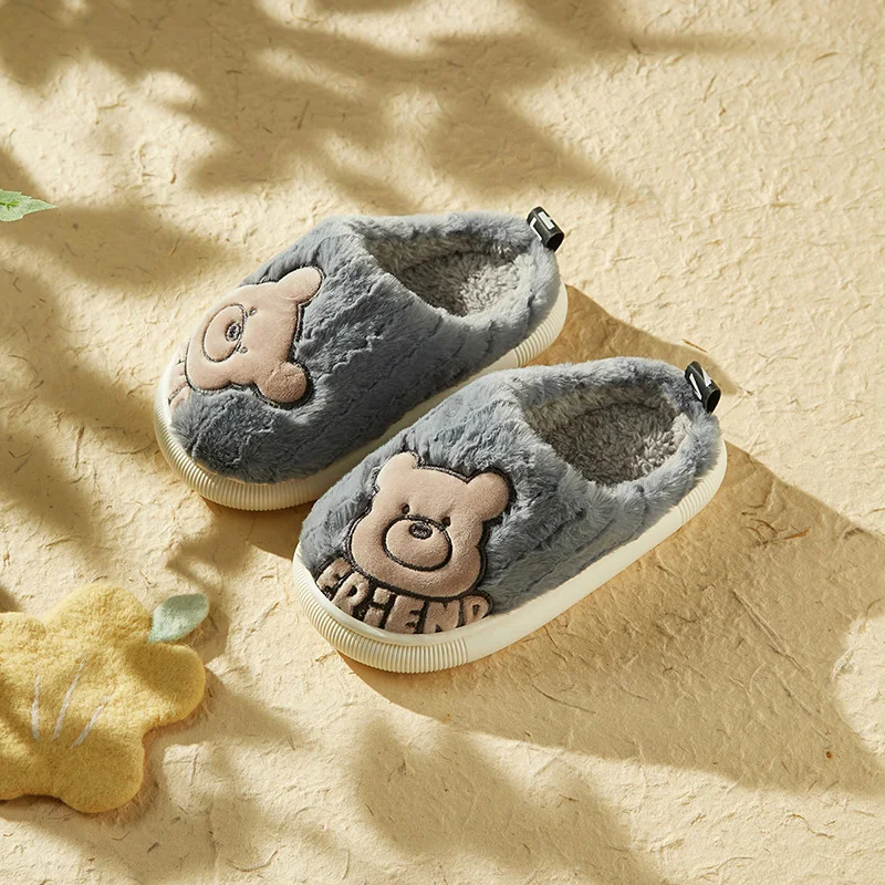 البهجة ماريو الشتاء الأطفال الكرتون النعال القطن داخلي الفتيات والفتيان النعال