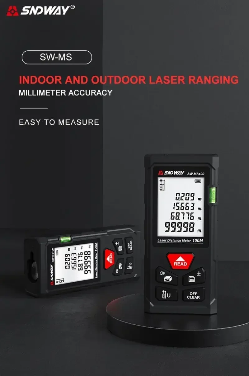 SNDWAY Professioneller Laser-Entfernungsmesser Digitales Maßband Entfernungsmesser SW 50M 70M 100M - Wählen Sie Ihren Messbereich – Detail 2