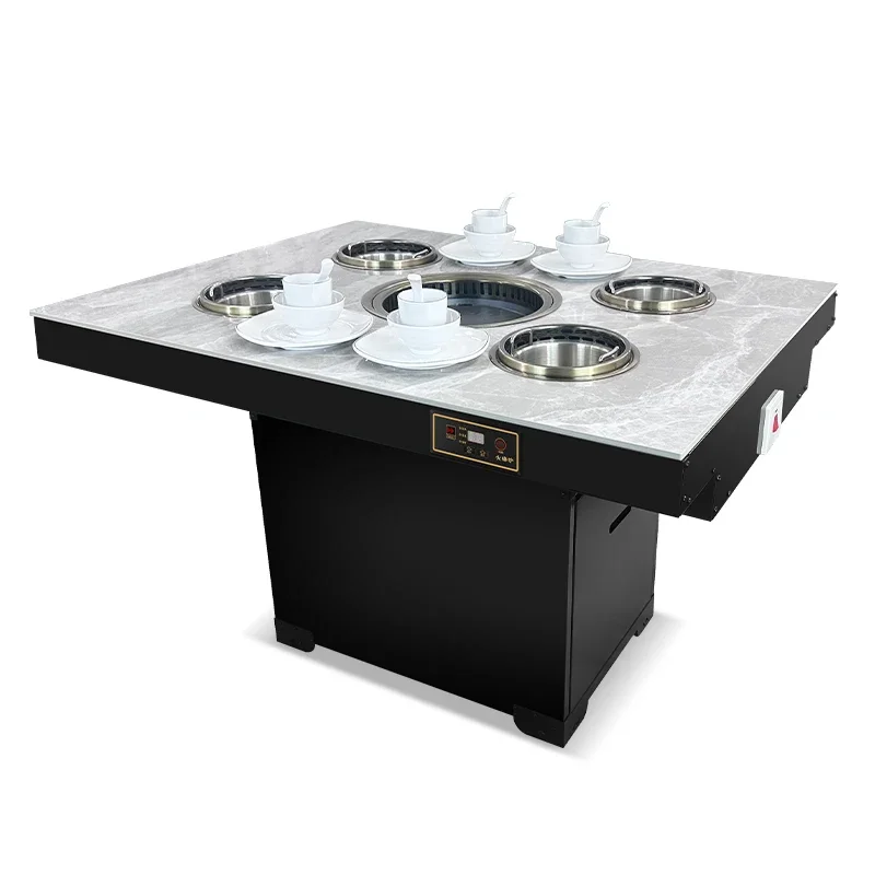 Commercial 4 person smokeless small hot pot barbecue bbq table