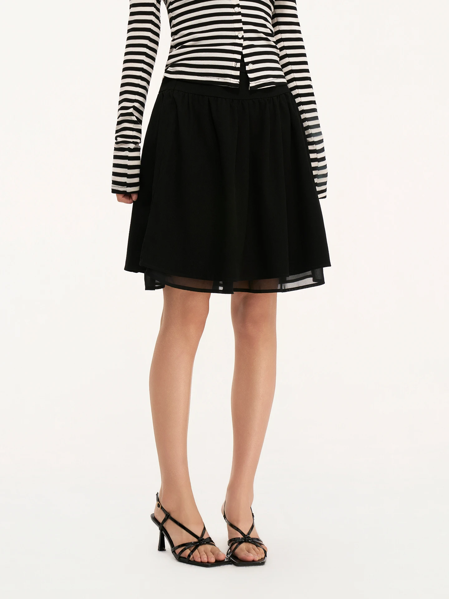 

Romantic Bla A-Line Skirt Women's High Waist Polyester Blend Casual Wear Polyester Fiber Cotton Elastic Fiber