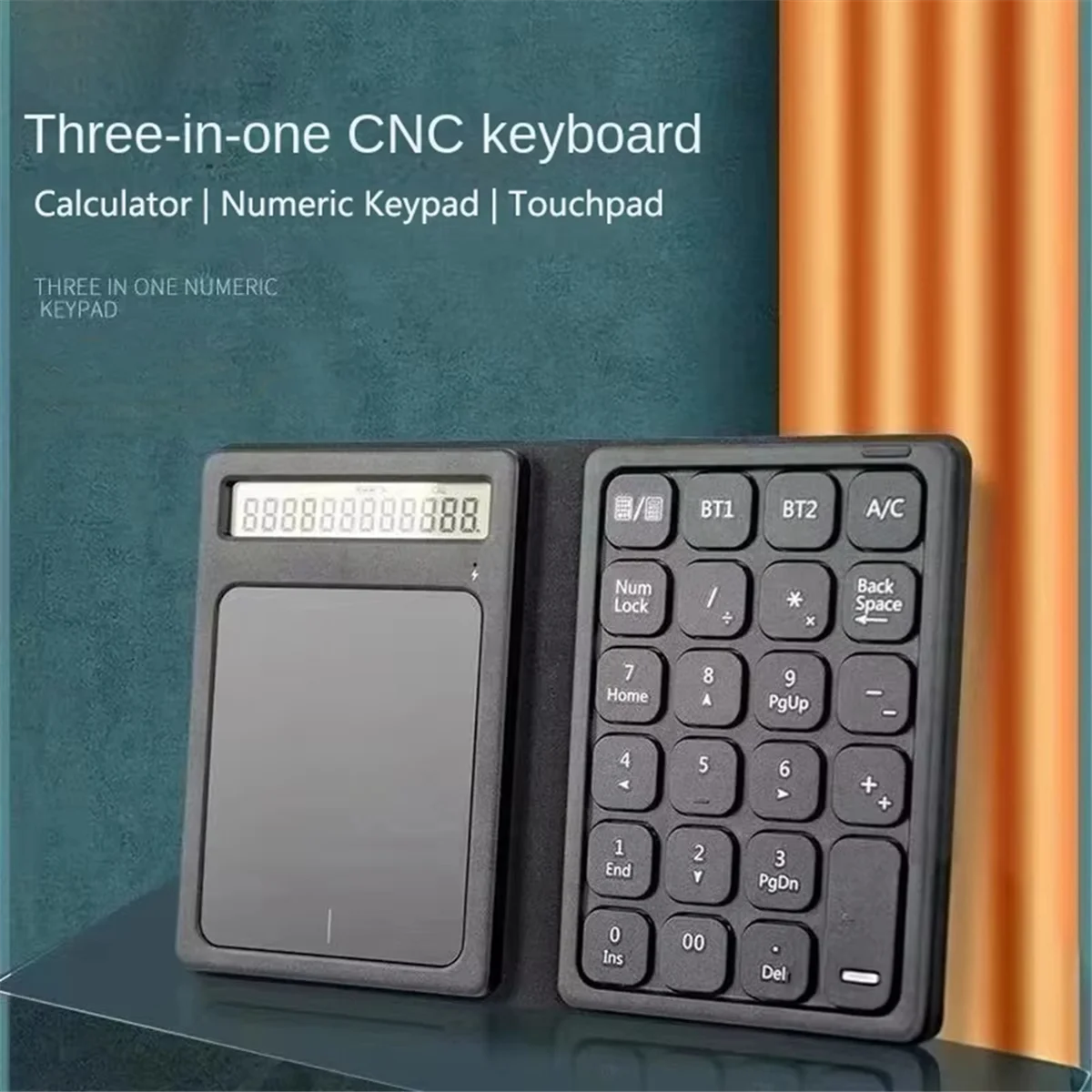 لوحة مفاتيح رقمية بلوتوث قابلة للطي مع لوحة لمس محمولة 3 في 1 وآلة حاسبة لاسلكية لأجهزة الكمبيوتر المحمول #4