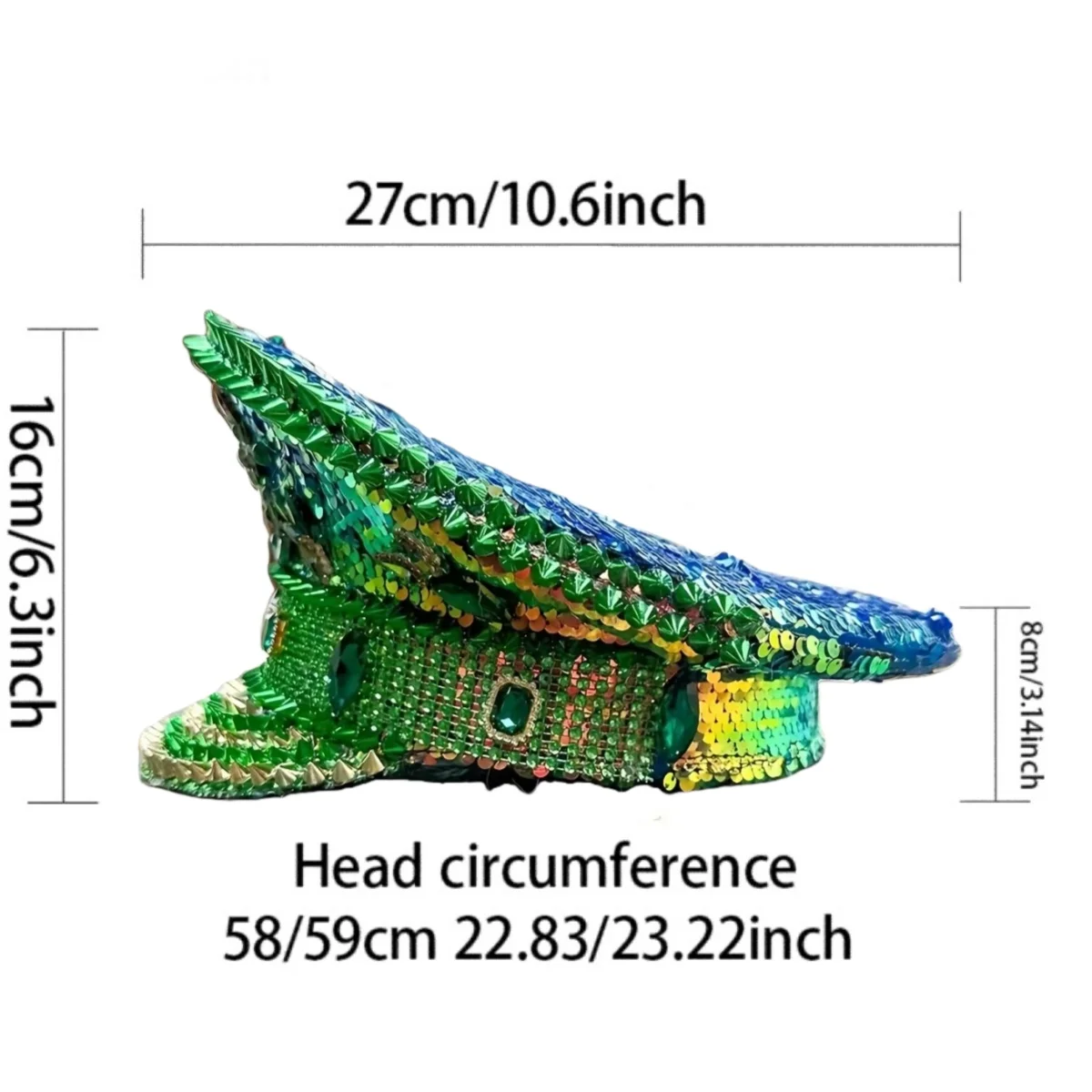 قبعات الكابتن الخضراء من HongLuan حجر الراين للمرأة في يوم القديس باتريك، قبعة زي الكرنفال للبالغين وإكسسوارات النسائية التنكرية