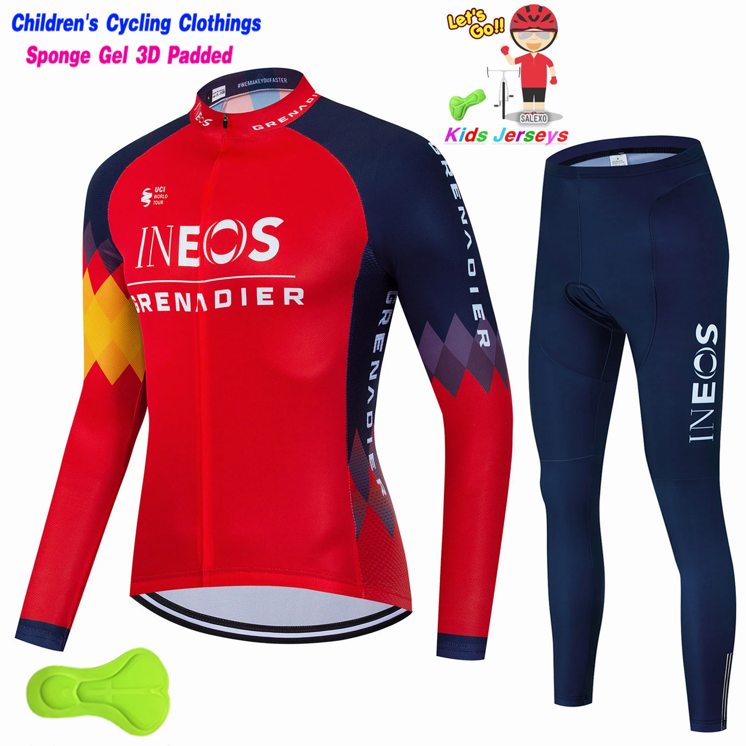 INEOS 2023 Kids Long Sleeve Cycling Jerseys Spring Autumn Set Children Ropa Ciclismo Riding Clothes Cycle Suit Boys Girls Wear