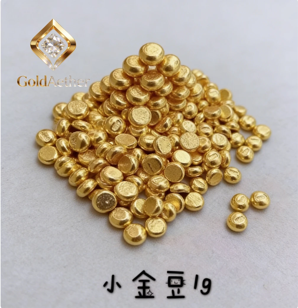 GoldAether 100% 24k puur gouden bonen fijne gouden kralen 999 echt gouden kralen 1g