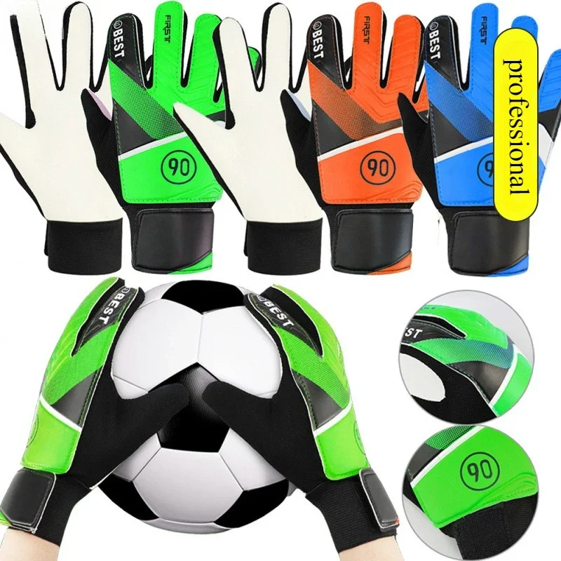 1 Pair Professional Soccer Goalkeeper Gloves Children Anti-Slip PU Gloves Kid's Football Gloves Football Training Equipment