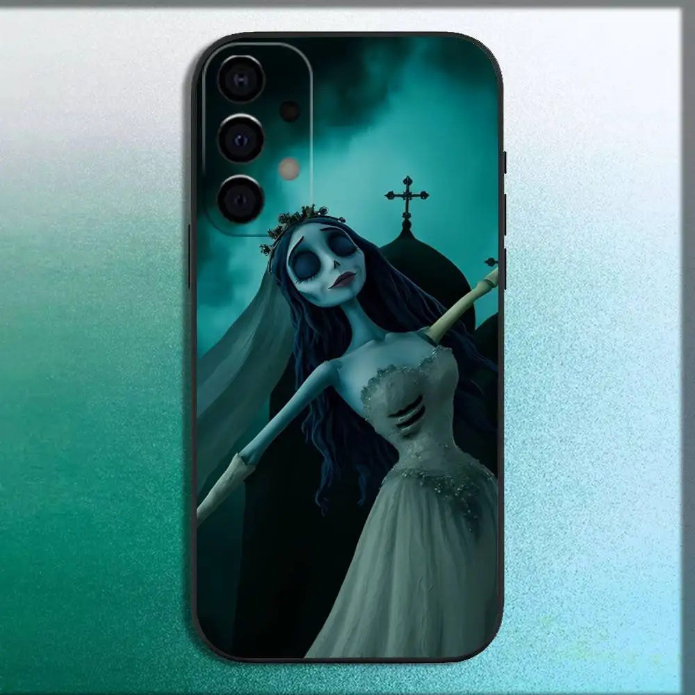 حافظة هاتف C-Corpse Movie Bride E-Emily لهاتف سامسونج جالاكسي A73,72,71,A52,51,40,41,A22,A32,31,A13,12,Note20 غلاف أسود ناعم