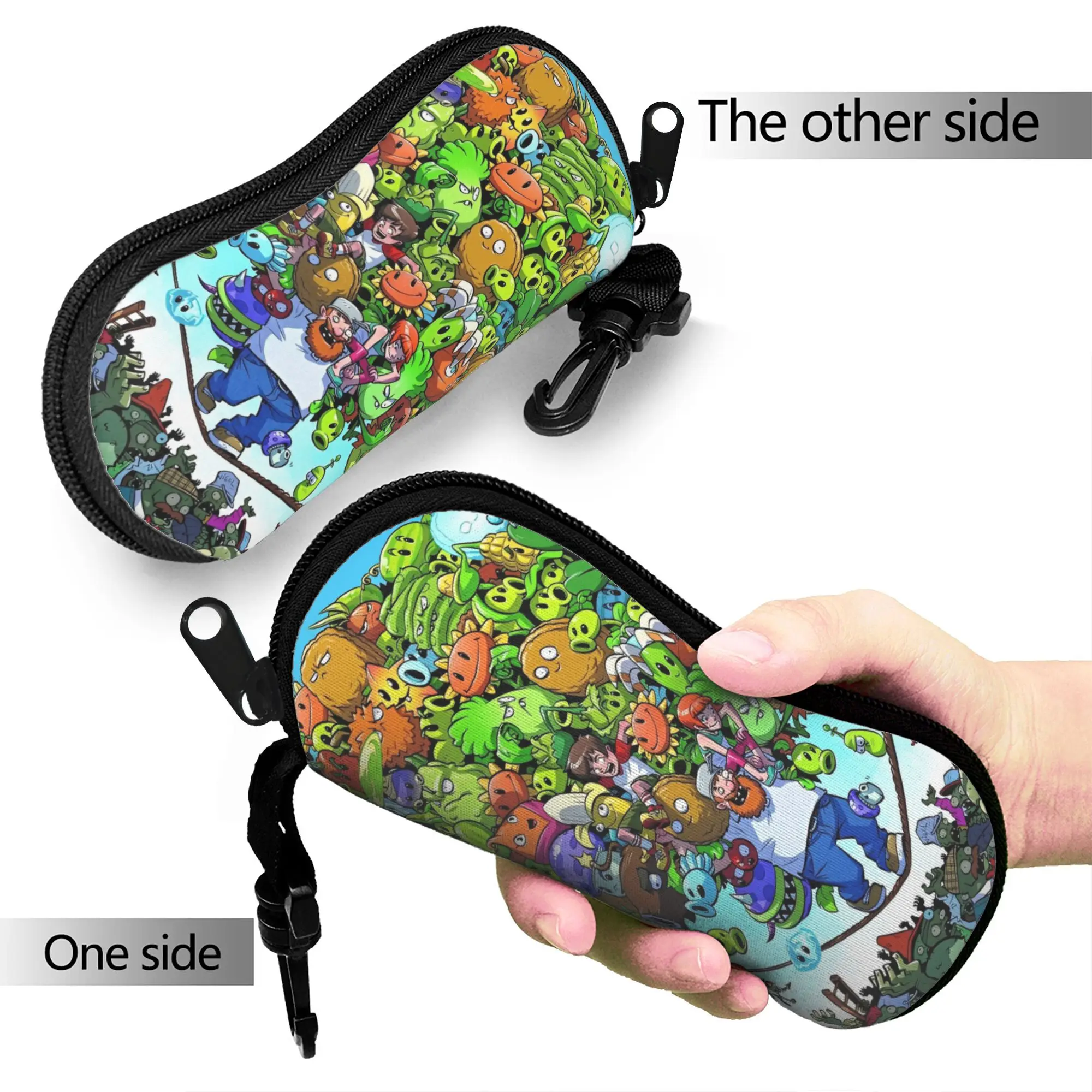 Game P-Plants-vs-Zombie  Glasses Case Cover Men Women  Sunglasses Pouch Retro Zipper Eyewear Box Convenient Glasses Box