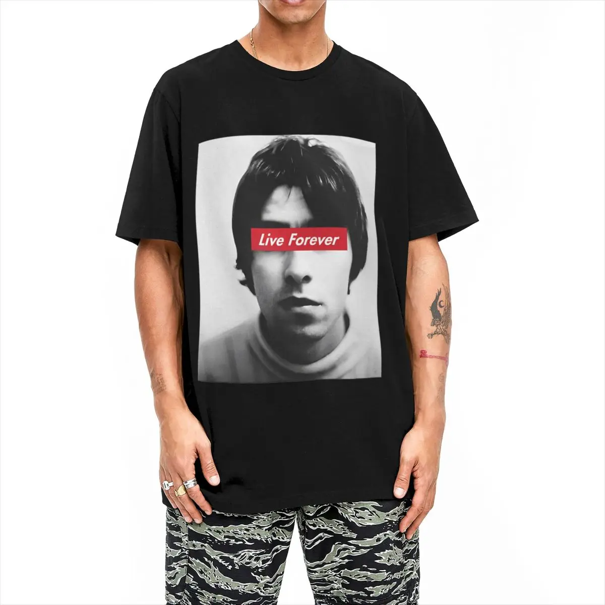 Men O-Oasis Live Forever Gallagher Band T Shirt Cotton Clothes Fun Short Sleeve Round Neck Tee Shirt Summer T-Shirt