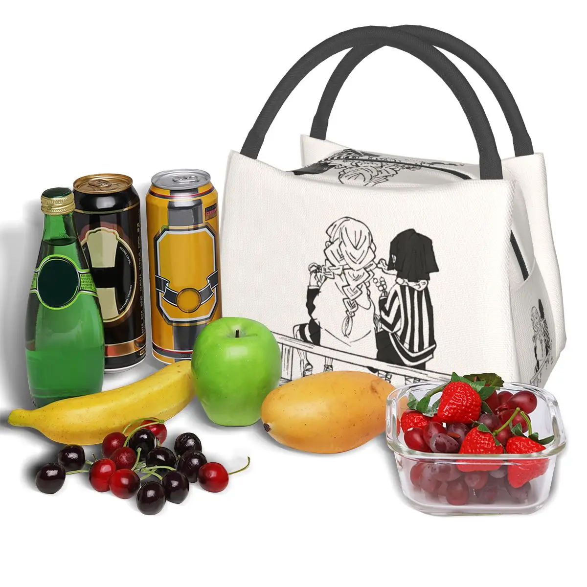 Mitsuri Kanroji und Iguro Obanai Lunch pakete isoliert Bento Box wieder verwendbare Lunch Tote Picknick taschen Kühler Thermo tasche für Kinder arbeiten