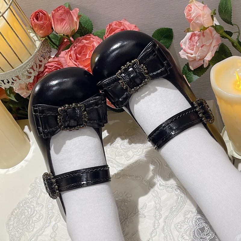 

Antique Frame Japanese Lolita Original Retro Sweet Lolita Lo Shoes Low Heel Round Toe Women's Singles Shoes