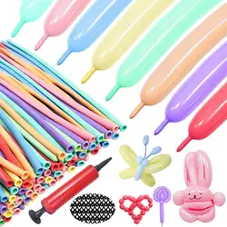 100pcs Long Balloons With Pump Latex Long Balloons Assorted Color Home Decorations Modeling Balloons With Mini Pump For Decore