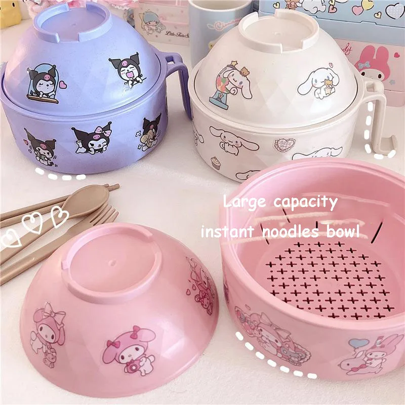 

Миска для риса Sanrio, большая емкость с дренажом, кавайная, безопасная и Экологически чистая, для муки