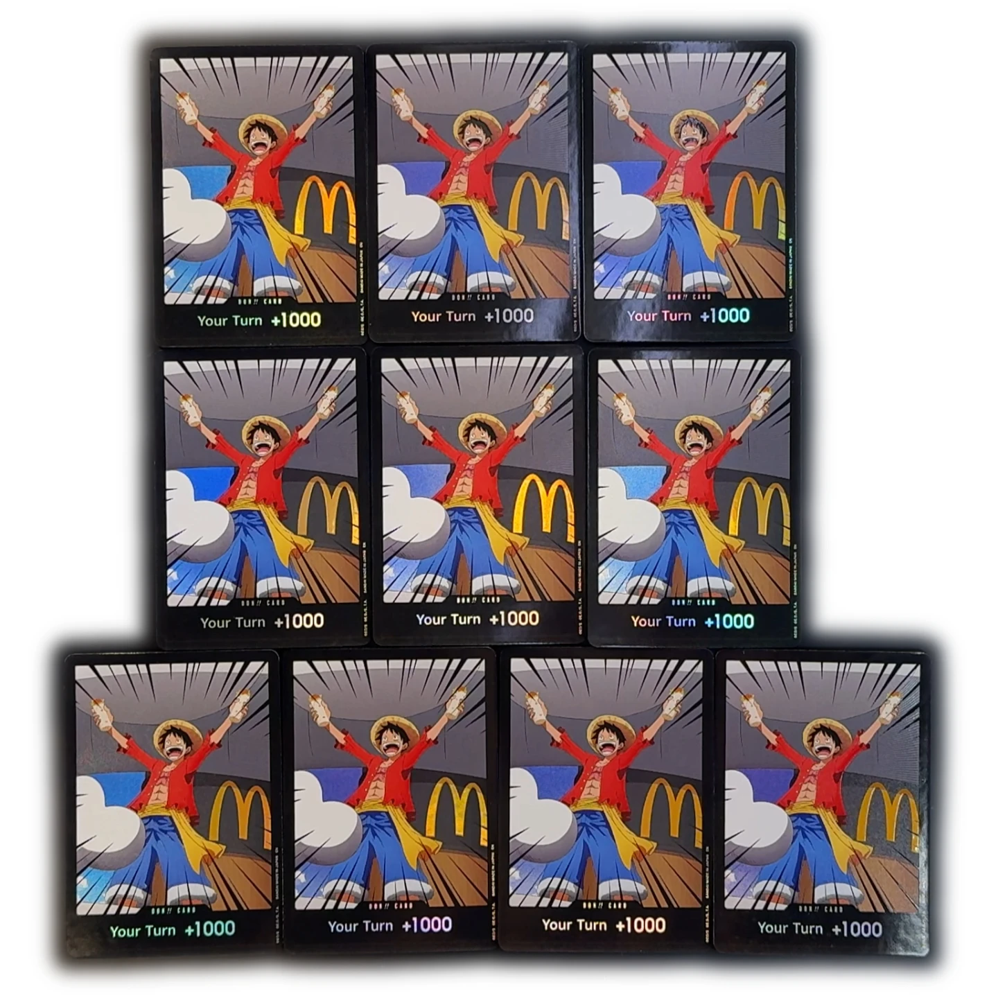 

One Piece TCG OPCG English DON card Luffy x Mcdonalds Textured Foil Card Animation Collectible Cards