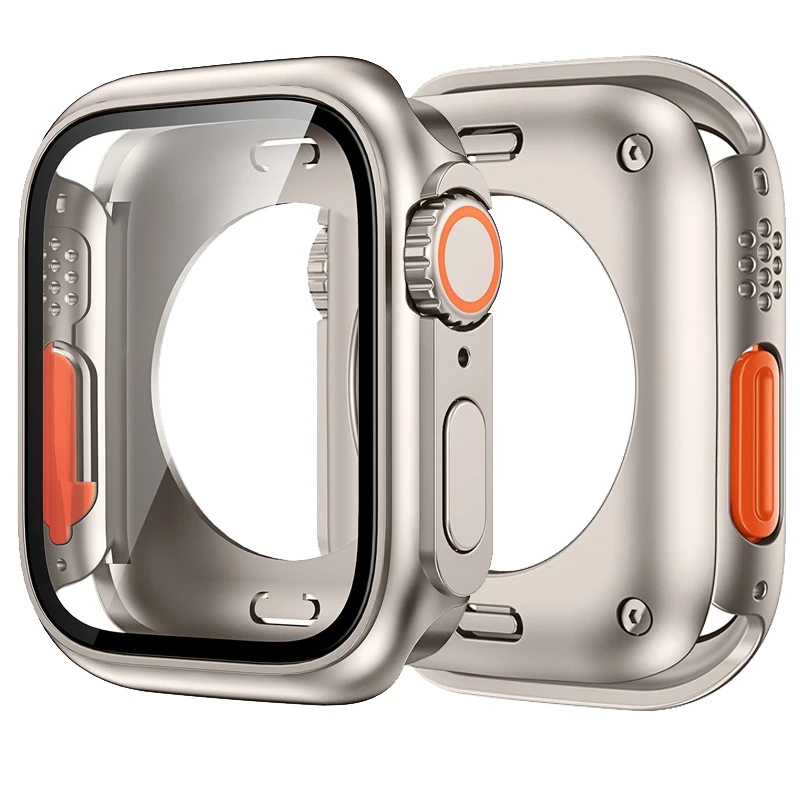 غطاء واقي للشاشة لساعة أبل 44 مللي متر 45 مللي متر 40 مللي متر 41 مللي متر حافظة صلبة من البولي كربونات لسلسلة iwatch 9 8 7 6 5 4 SE تغيير إلى Ultra #1