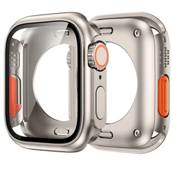 Screen Protector Cover for Apple Watch 44mm 45mm 40mm 41mm Hard PC Bumper Case for iwatch Series 9 8 7 6 5 4 SE Change To Ultra