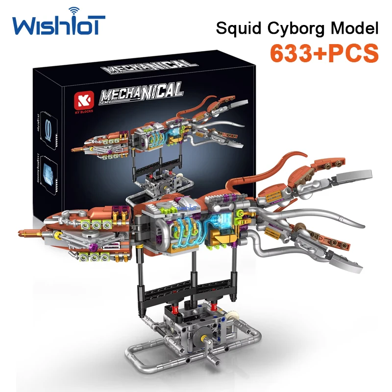 

K96193 633pcs Squid Building Block Model Semi-Mechanical Marine Animal Movable Tentacles STEM Educational Toy for Kid Adult