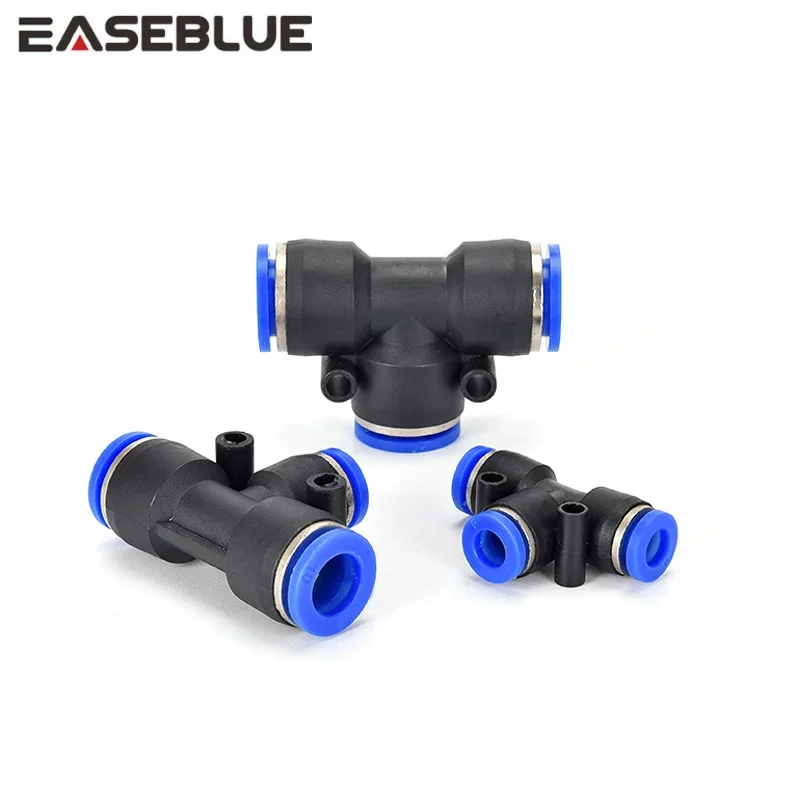 2/5/10Pcs PE Pneumatic Fitting Plastic Connector 4/6/8/10/12/14/16mm Air Water Hose Tube T-type Tee Push in Quick Connectors