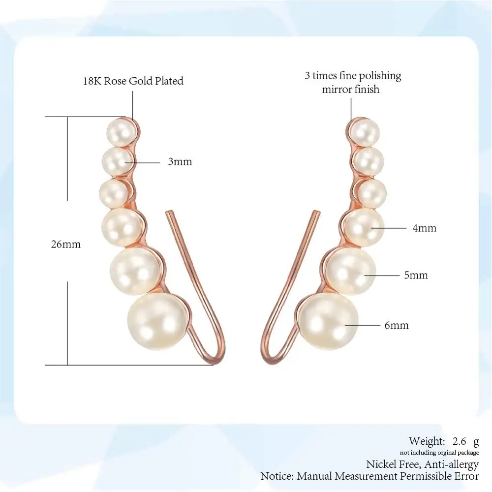 Special Peas Climbing Clip on Earrings for Women White Imitation Pearl Ear Cuff Earring Wedding Fashion Jewelry Girls Gift