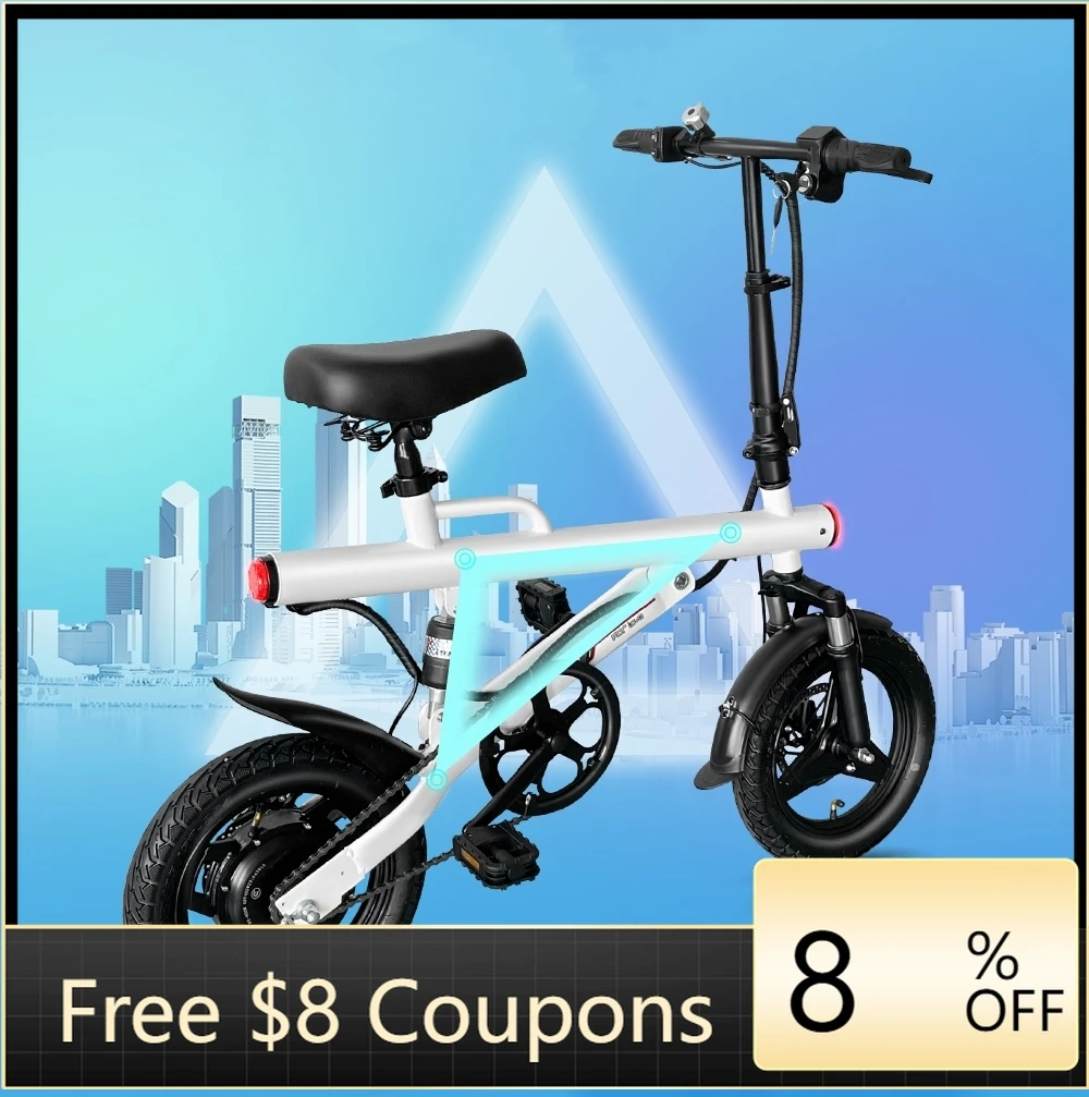 

STLF DZ WJW Advanced New 14 Inch Folding Electric Bike 400W Brushless Motor 9AH Lithium Battery Disc Brake E-bike for Adult