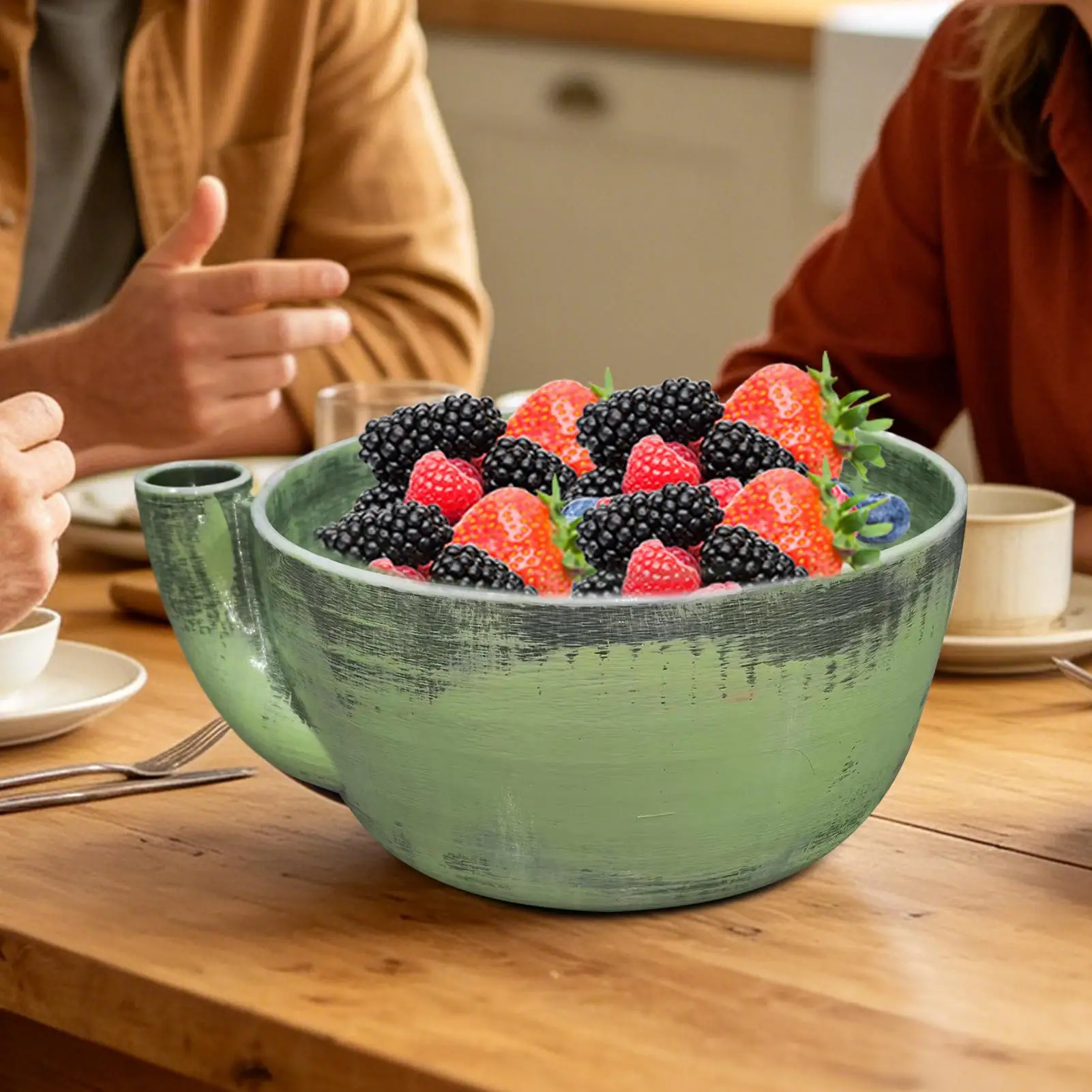 Self Rotating Berry Washer Spinner Washing Bowl with Drain for Kitchen Salad Lettuce Strawberry Veggie Produce Colander - view 6