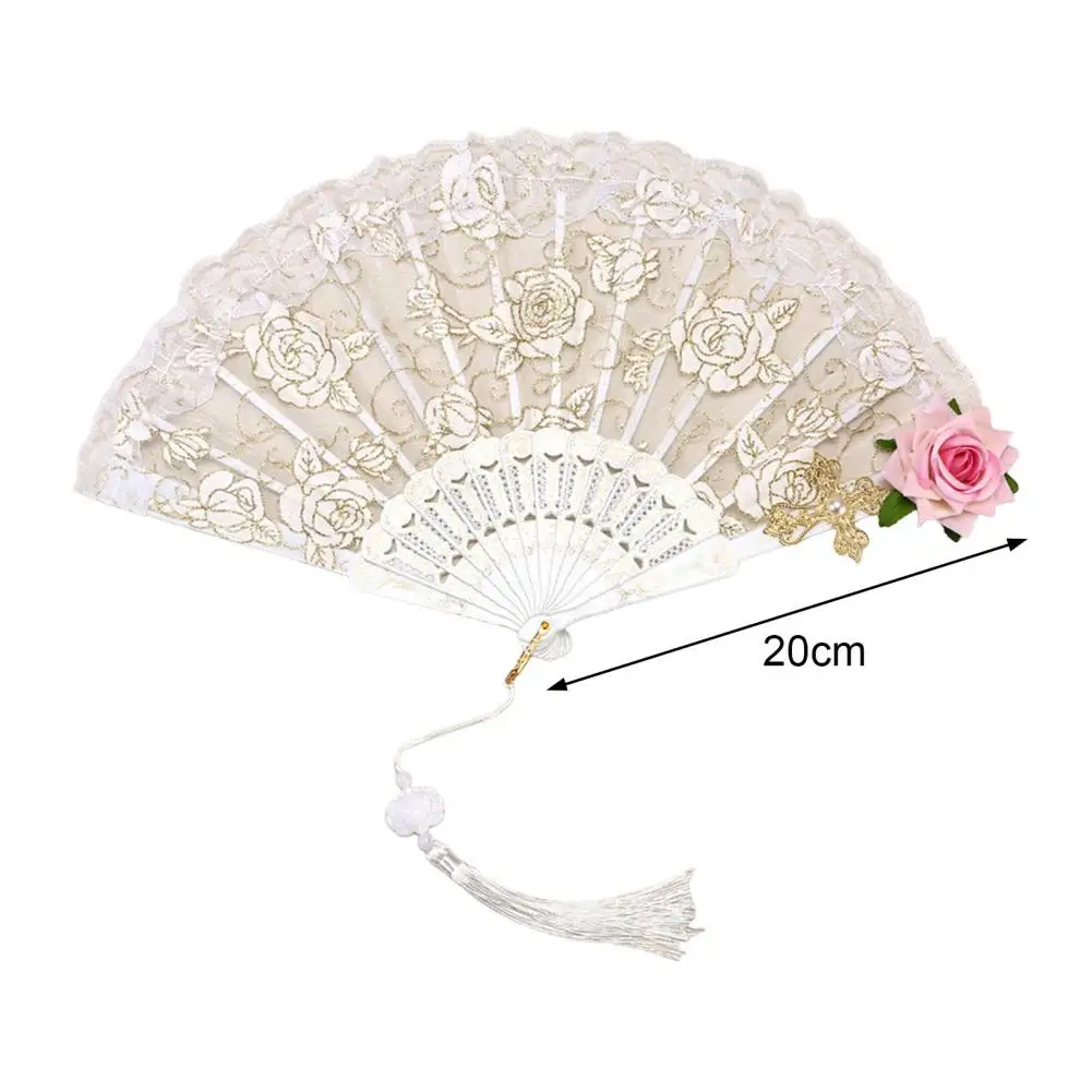 Lolita Gothic Fan Victorian Female Lace Hand Fan Vintage Black White Red Rose Bamboo Fans Cosplay Halloween Party Supplies Prop