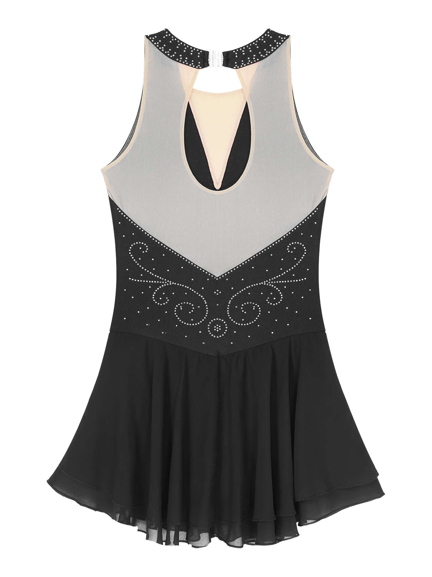 فستان رقص غنائي للكبار للنساء ، زي عصري بدون أكمام ، رقبة بحمالة رقبة ، فستان تزلج على شكل شخصية ، ملابس رقص على مسرح الباليه