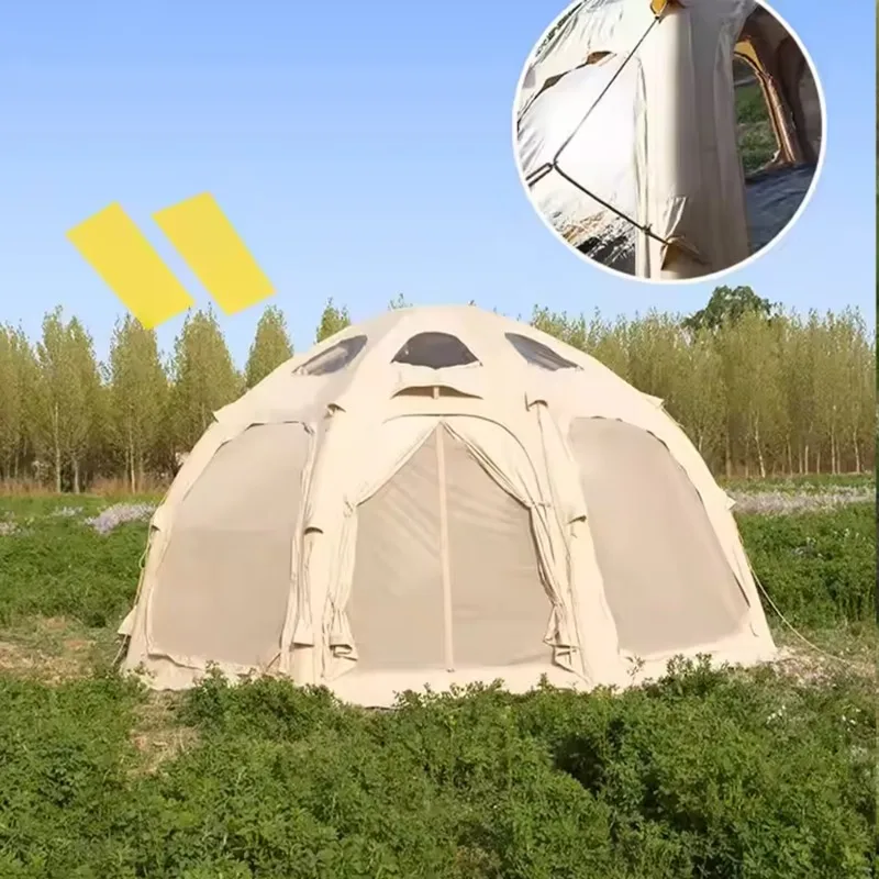 Round Dome Tent Big Space Cotton Canvas Inflatable Air Outdoor Camping Tent for Outdoor Camping Family Activity