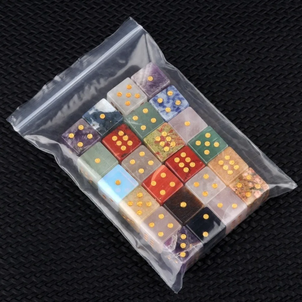 New 6-Sided Digital Game Dice 16mm Crystal D6 Gem Dice Set Quartz Natural Stone Natural Stone Dice Table Board Game