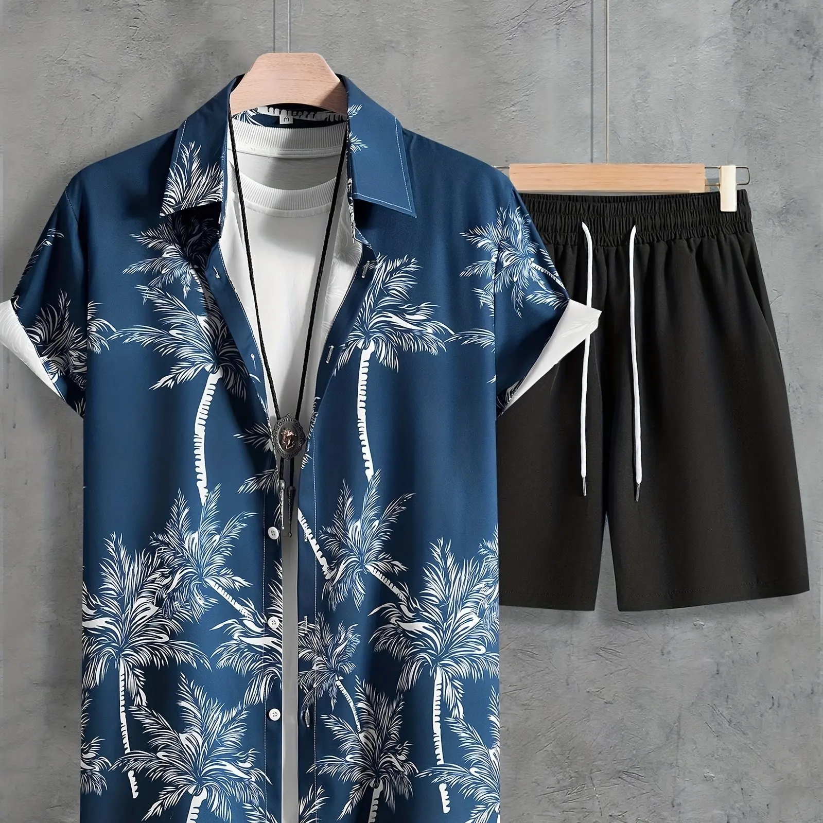 Summer Men Fashion Hawaiian Vacation Shirt Set Male 3D Coconut Tree Print Beach Shirt Shorts Set Casual Tracksuit Streetwear