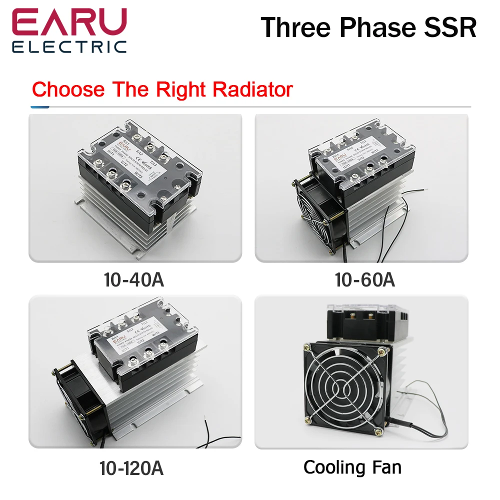 10A-150A New Solid State Relay SSR DA AA DD Aluminum Fins Single Phase Aluminum Heat Sink Dissipation Radiator Newest Rail Mount