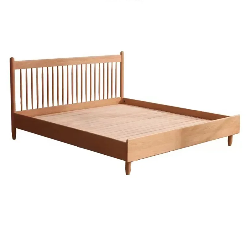 

Nordic, solid wood bed, simple, furniture, Japanese style, log, double bed, solid wood