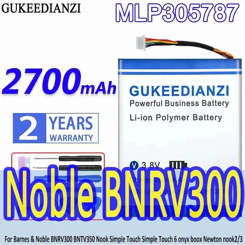 

E - Book Reader Battery MLP305787 2700Mah For Barnes & Noble BNRV300 BNTV350 Nook Simple Touch 6 , Onyx Boox Newton 2 3