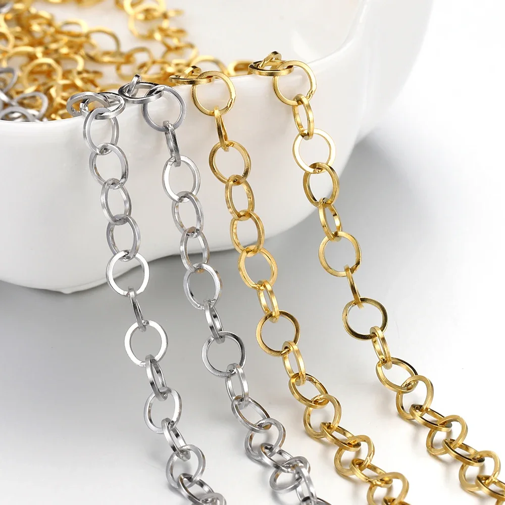 Großhandel 2m/Stück Edelstahl Polier-O-Ring-Kette für Halsketten DIY Schmuckherstellung Zubehör Handgemachte Materialien – Detail 3