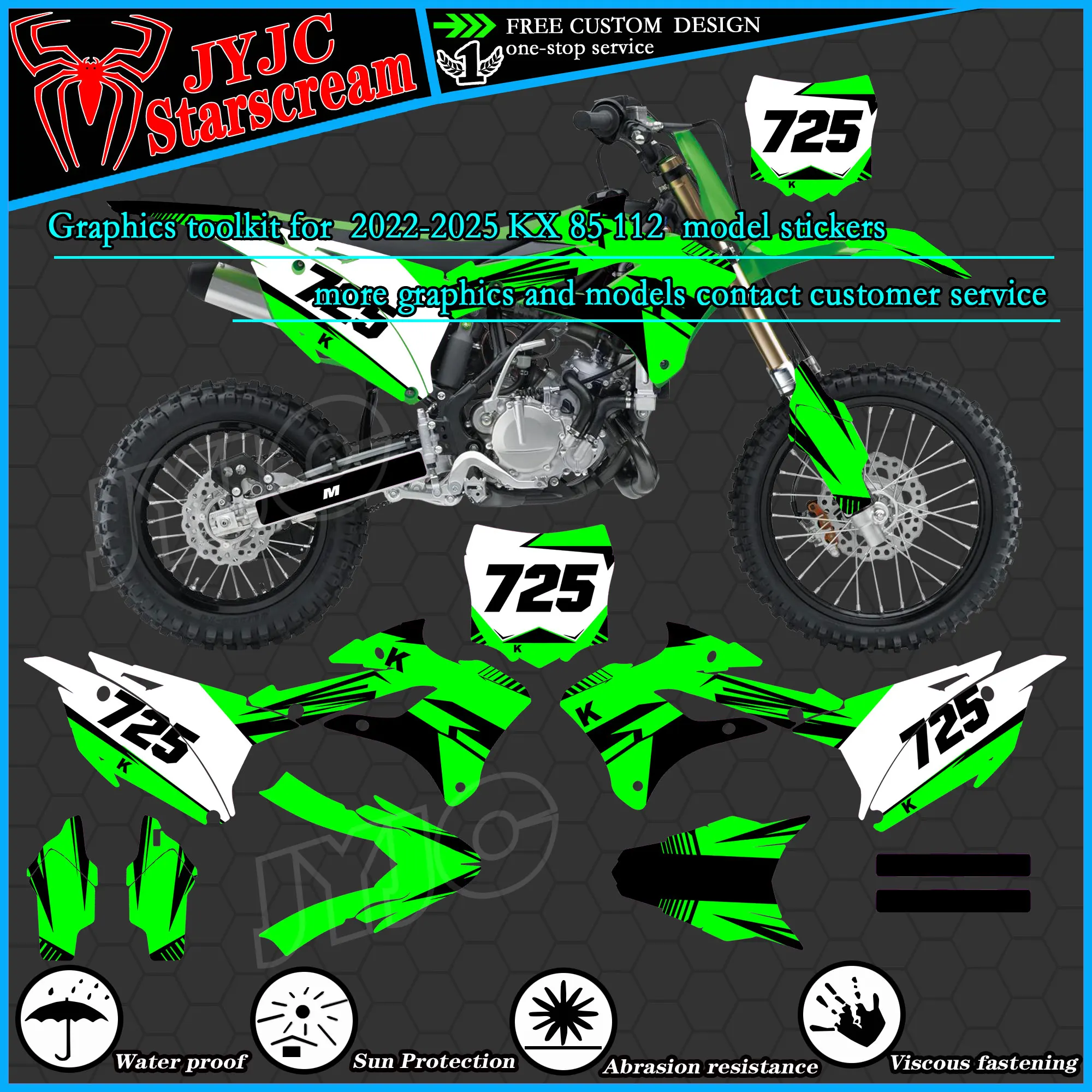 Graphic Kit for 2022 2023 2024 2025 KX85 112 Motorcycle Decal Stickers