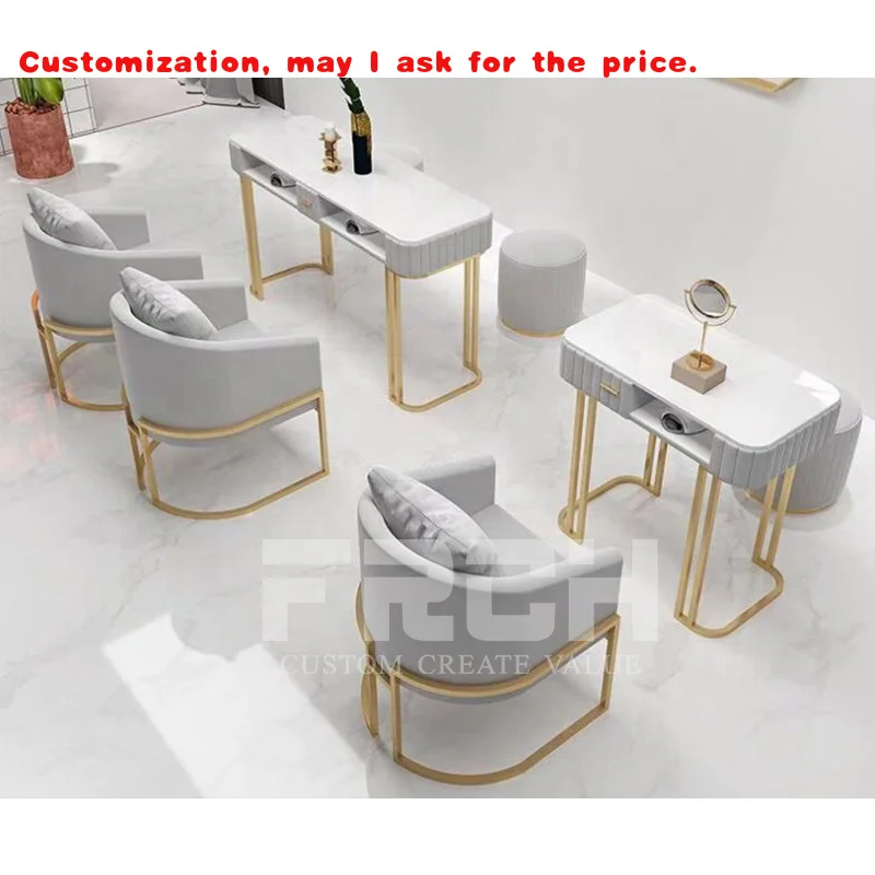 

custom.Custom Beauty Salon Professional Double Nail Manicure Table and Chair Set Furniture Gel Nail
