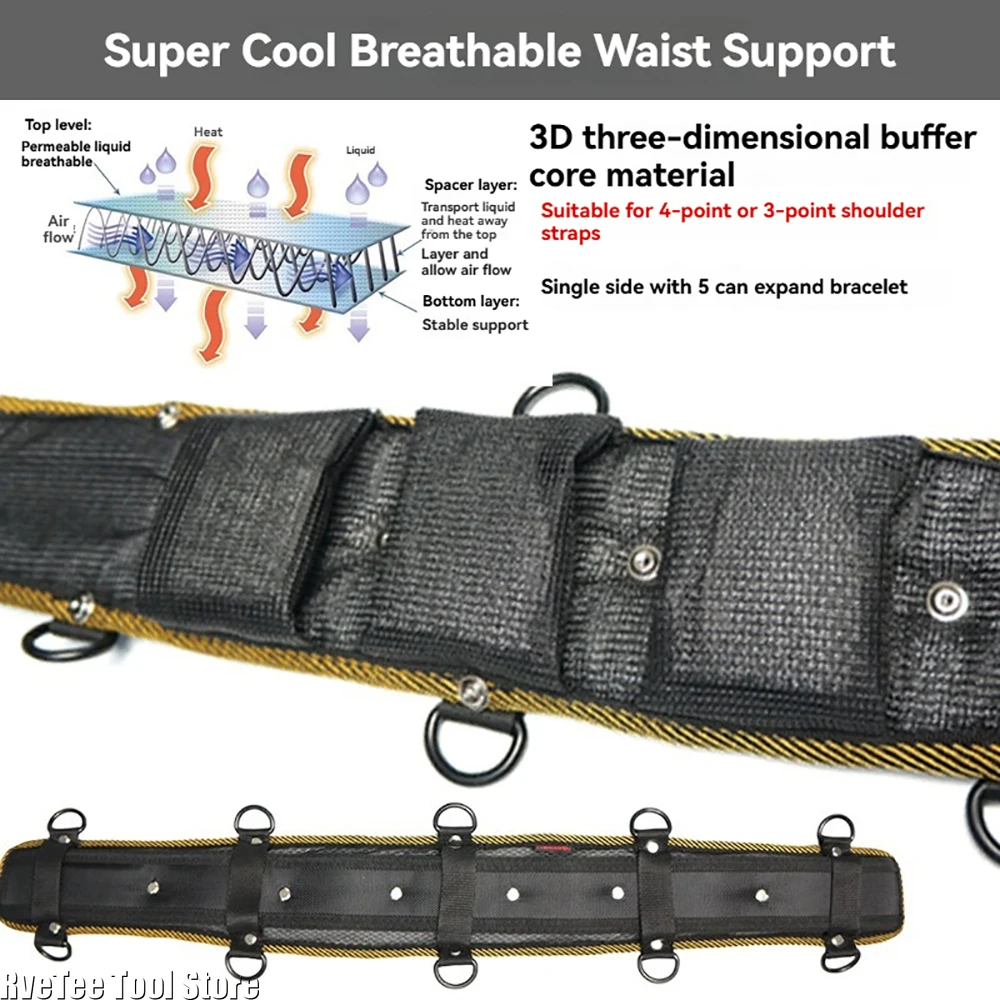 NAKIOO Ultra-Breathable Nylon Tool Belt Alloy Buckle Waist Bag with Padded Protector for Men Cool Gift Idea
